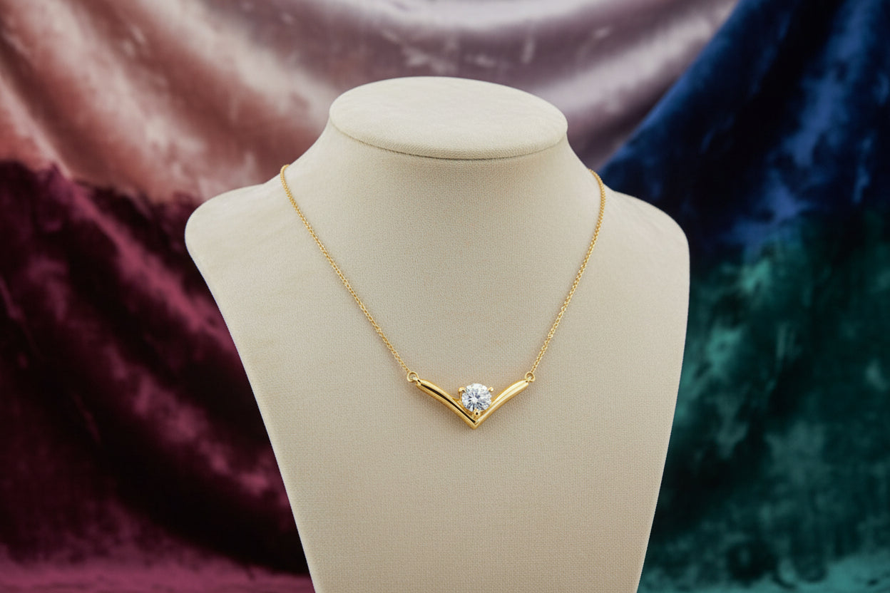 10K YG 0.30CTW Lab Grown Diamond Chevron Necklace