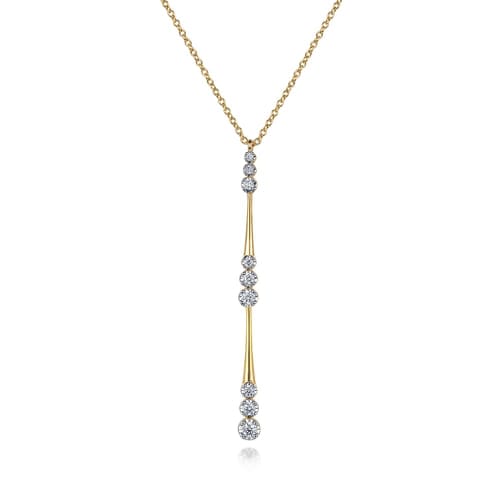 (S2203397) 14K YG 0.37CTW Diamond Station Drop Y Necklace "Gabriel & Co"