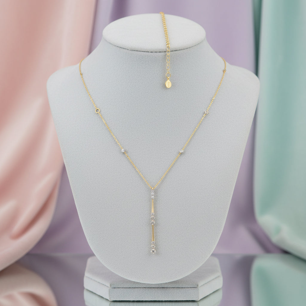 (S2203397) 14K YG 0.37CTW Diamond Station Drop Y Necklace "Gabriel & Co"