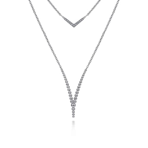 (S2203374) Sterling Silver 0.08ctw White Sapphire Bujukan Chevron Necklace 20" "Gabriel & Co."