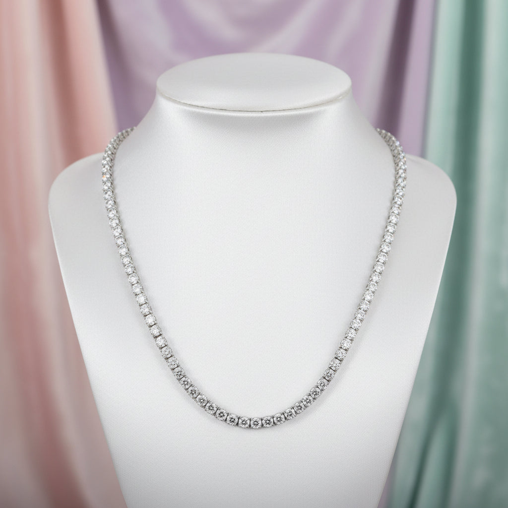 Sterling Silver Tennis Necklace Accented with Cubic Zirconia