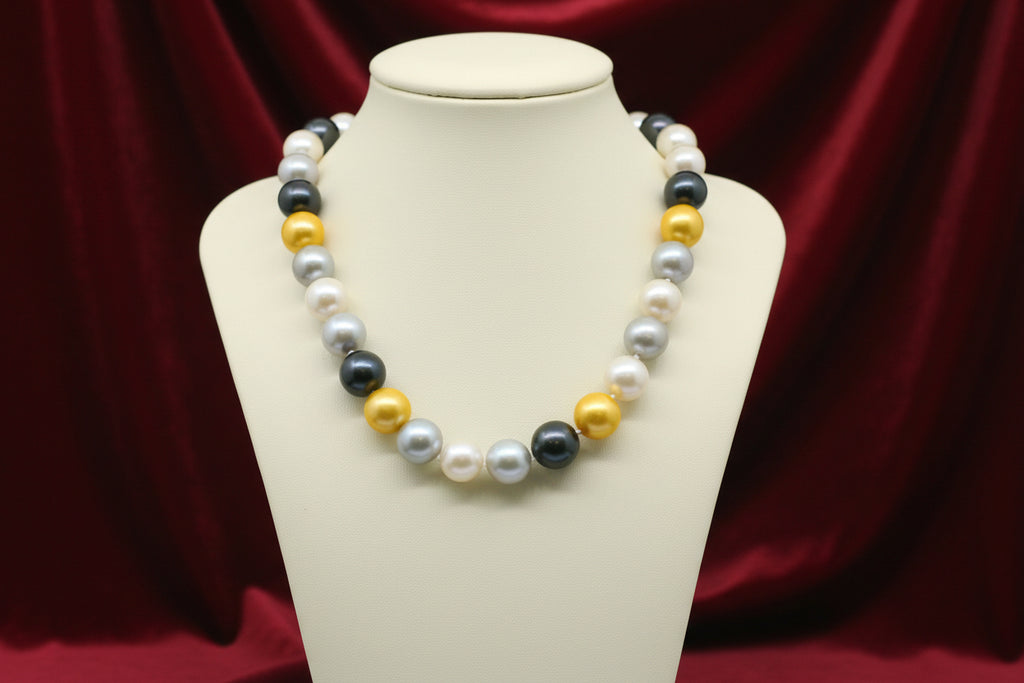 SS CLASP 18" FRESHWATER MULTI COLOURED PEARL NECKLACE