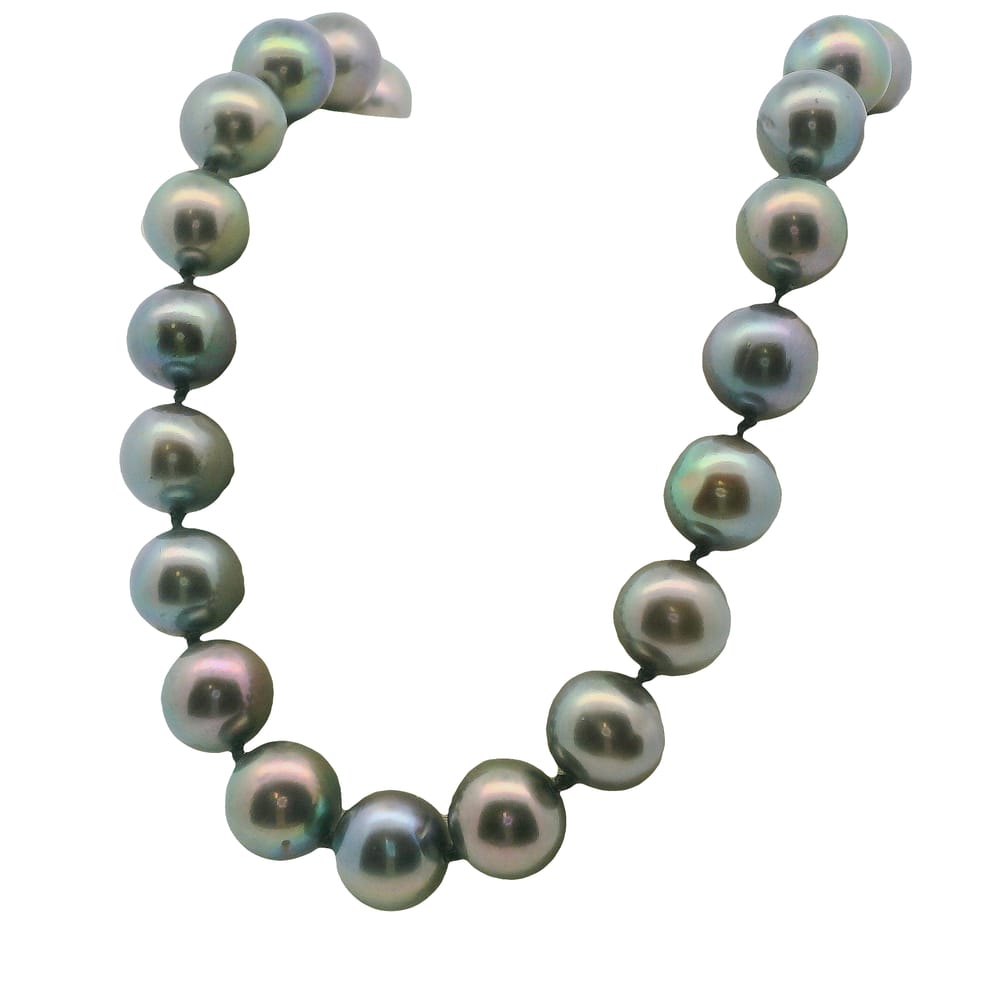 20 STRAND OF BLACK PEARLS, WITH 14K CLASP