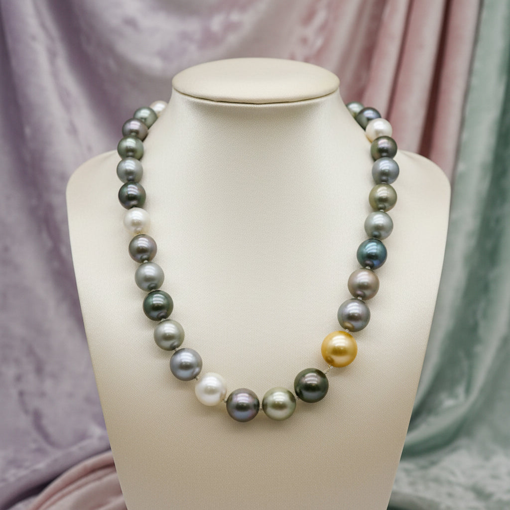 14K WG CULTURED MULTI COLOUR PEARL STRAND
