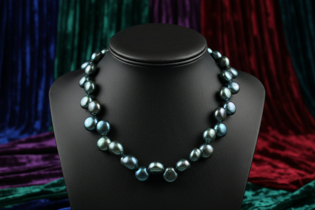 925 SILVER TOGGLE CLASP BLACK FRESH WATER PEARL STRAND