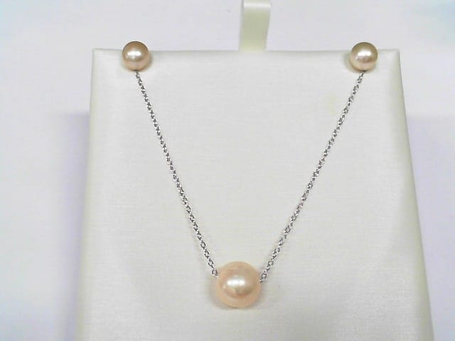 Sterling Silver Pink Freshwater Pearl Studs and Necklace Set