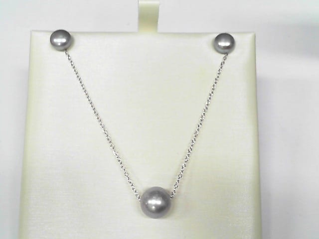 Sterling Silver Purple Freshwater Pearl Studs and Necklace Set