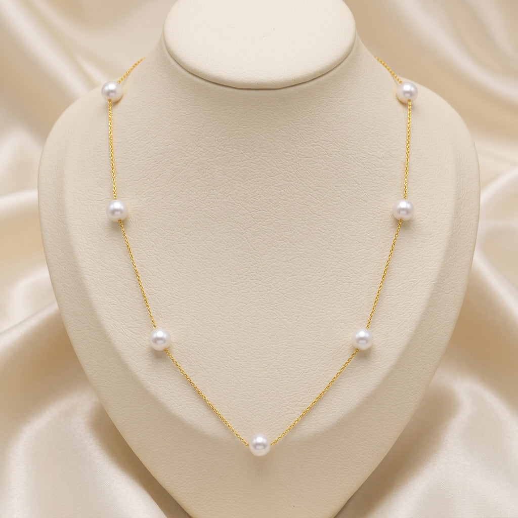 10K Yellow gold Pearl by the yard necklace