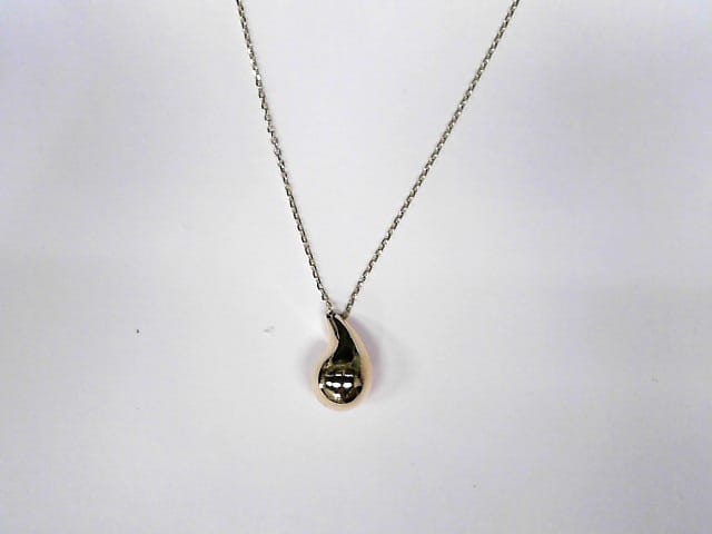 10K YG Puff Tear Drop Necklace 18"