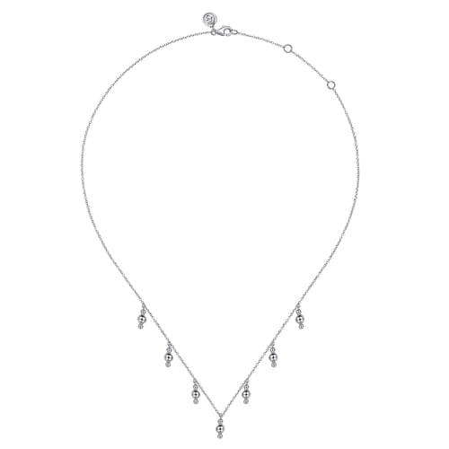 (S2203373) Sterling Silver Beads Droplet Necklace 17.5" "Gabriel & Co."