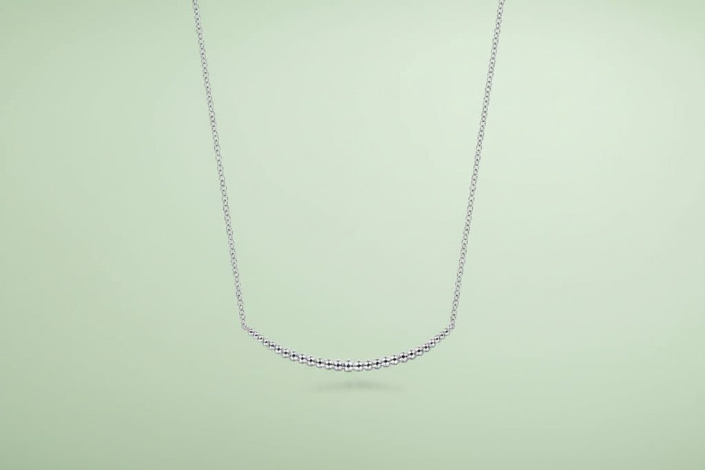 (S2205329) Sterling Silver Bujukan Bead Bar Necklace 17.5" "Gabriel & Co."