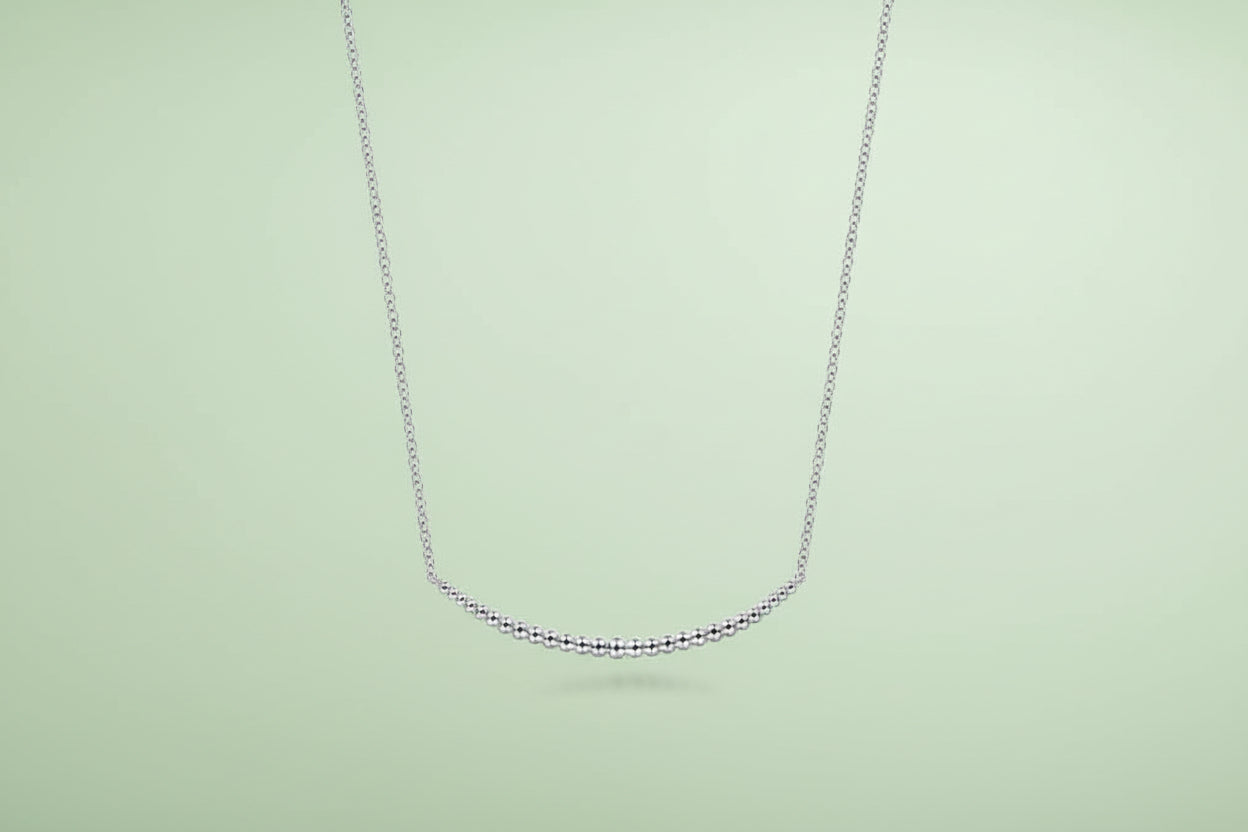 (S2205329) Sterling Silver Bujukan Bead Bar Necklace 17.5" "Gabriel & Co."