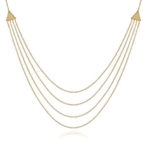 (S2203412) 14K YG Bujukan Multi Row Swag Necklace "Gabriel & Co"