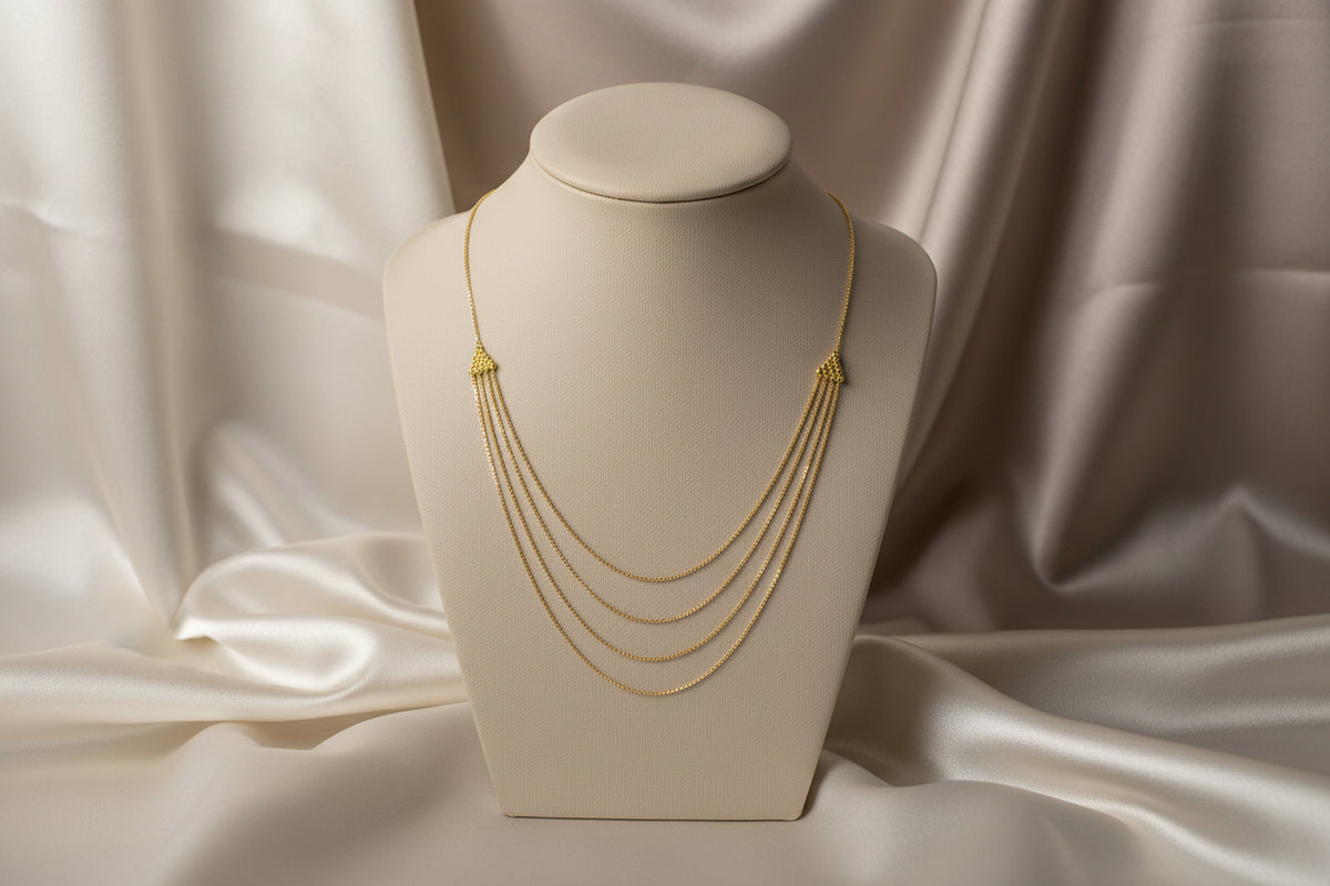 (S2203412) 14K YG Bujukan Multi Row Swag Necklace "Gabriel & Co"