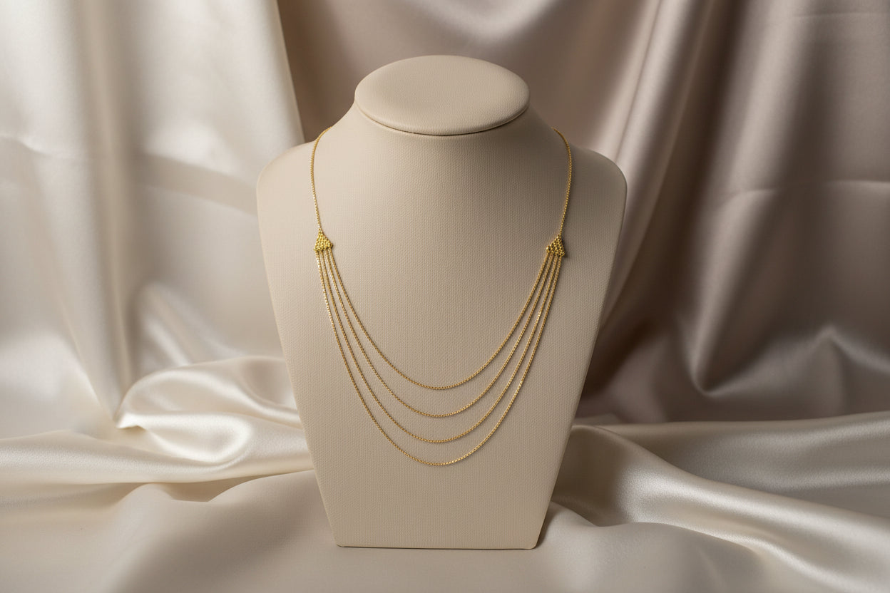 (S2203412) 14K YG Bujukan Multi Row Swag Necklace "Gabriel & Co"