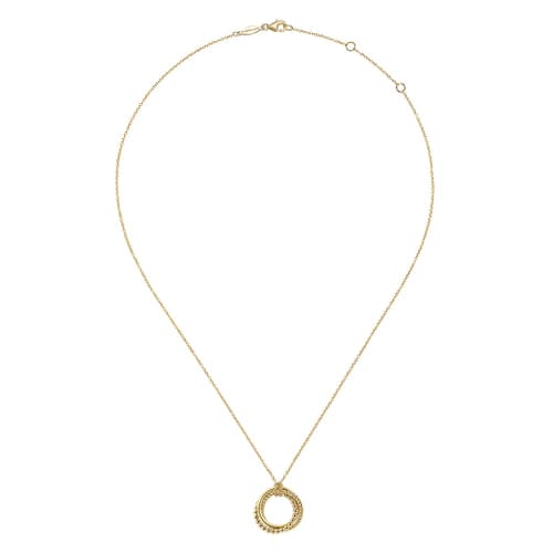 (S2205368) 14K YG Bujukan Twisted Rope Multi Circle Pendant Necklace 17.5" "Gabriel & Co."