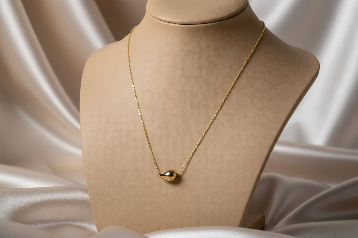 10K YG Tear Drop Necklace 18"