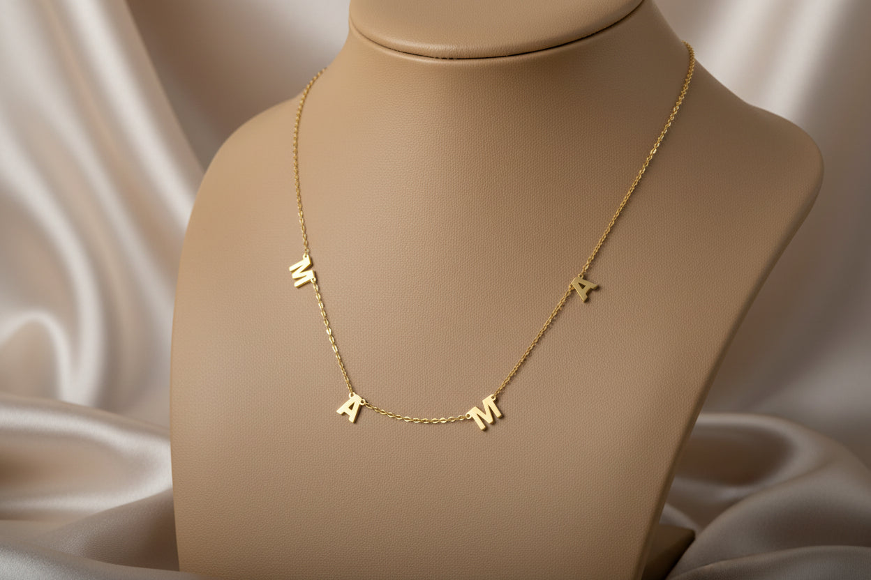 10K YG Mama Letter Necklace 18"