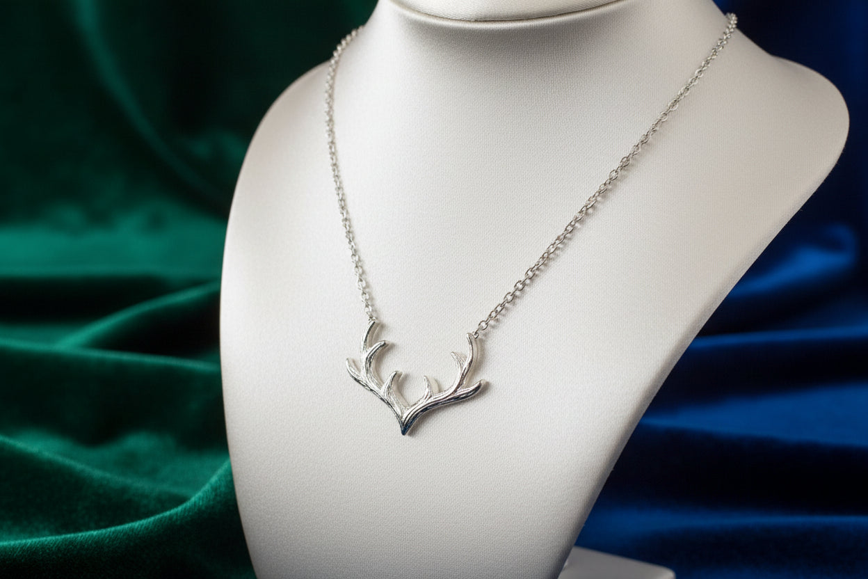 Sterling Silver Small Antler Necklace
