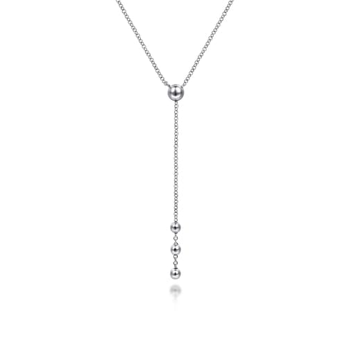 (S2203375) Sterling Silver Beaded Bujukan Y Knots Necklace 17.5" "Gabriel & Co."