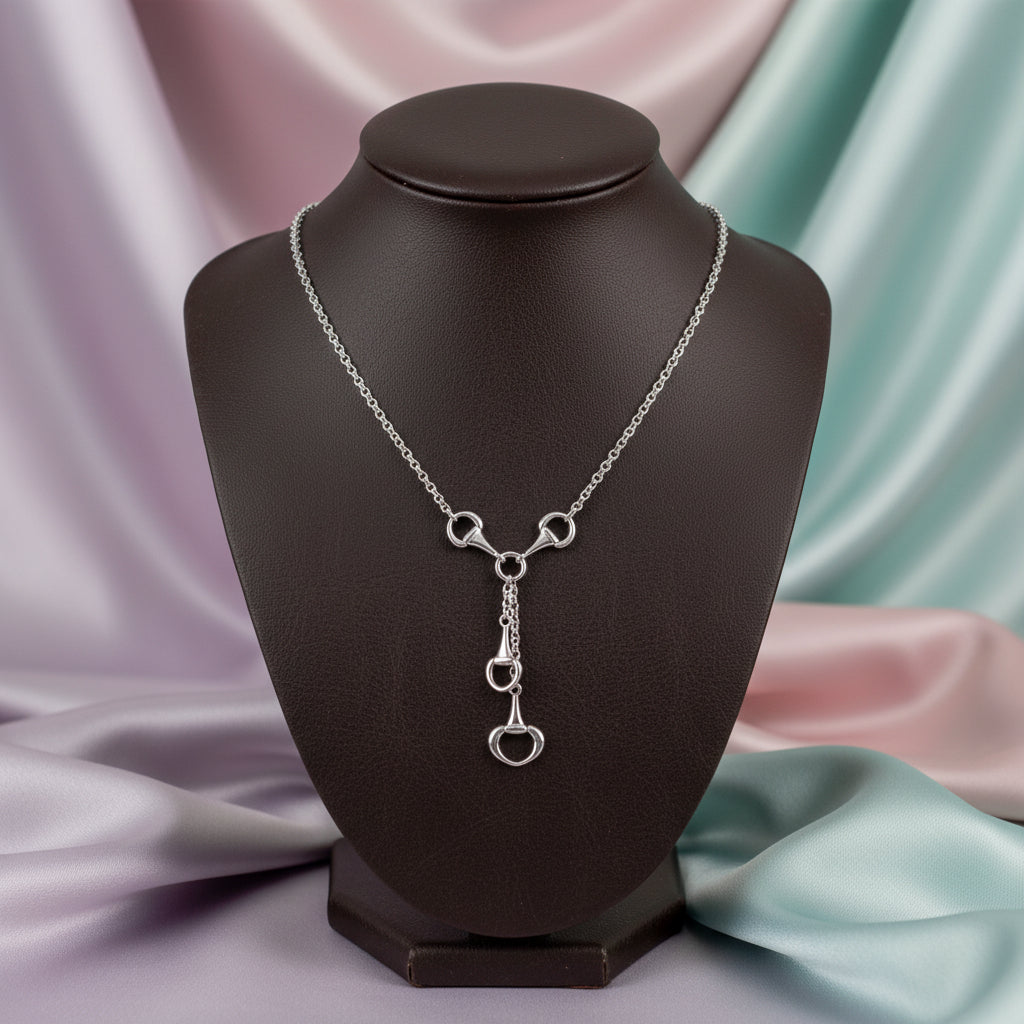 Sterling Silver Equestrian Link Lariat Necklace