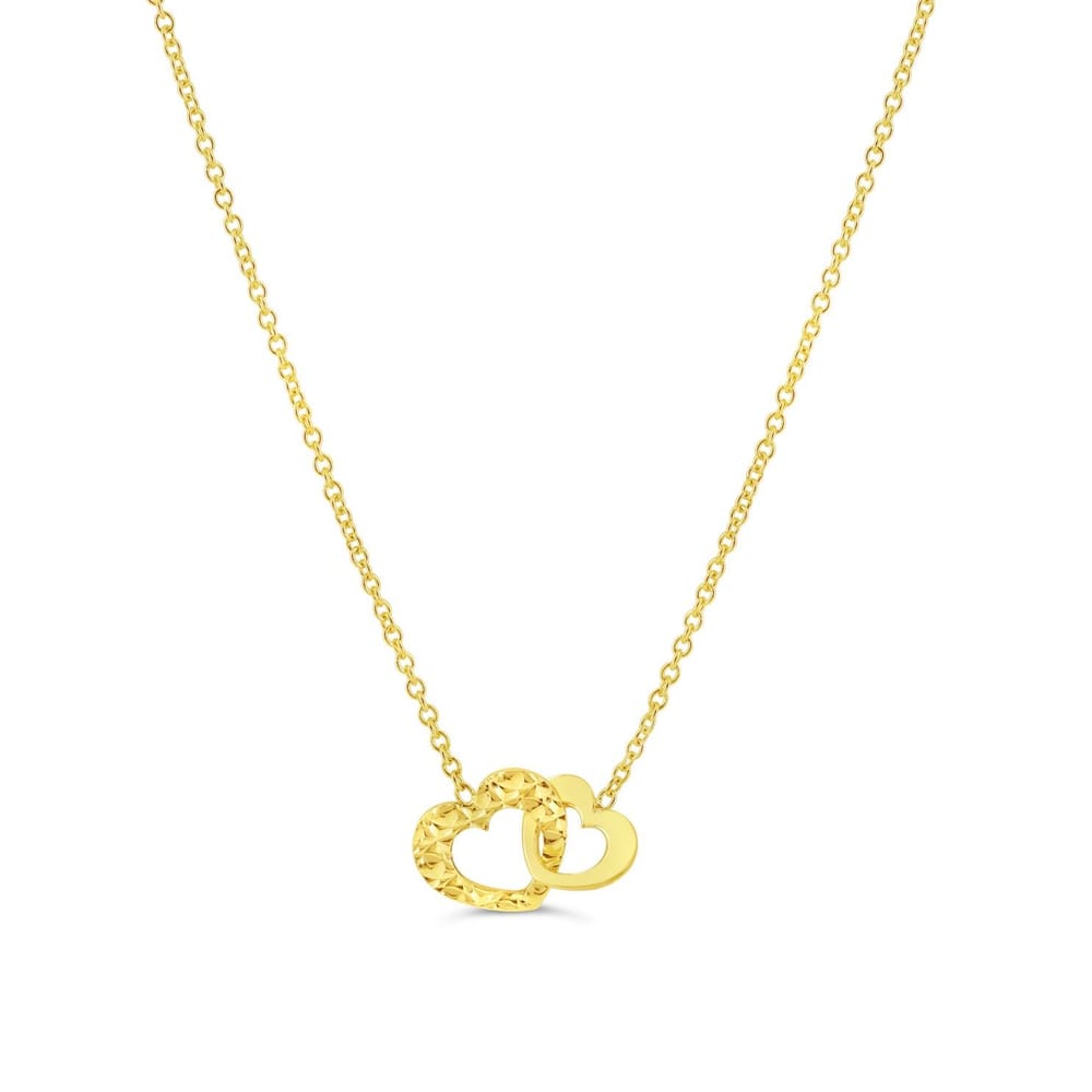 10K YG Interlocking Heart Necklace 18"