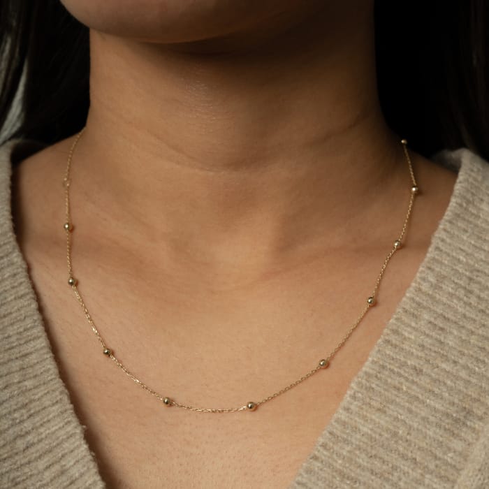 10K Yellow gold bead by the yard necklace