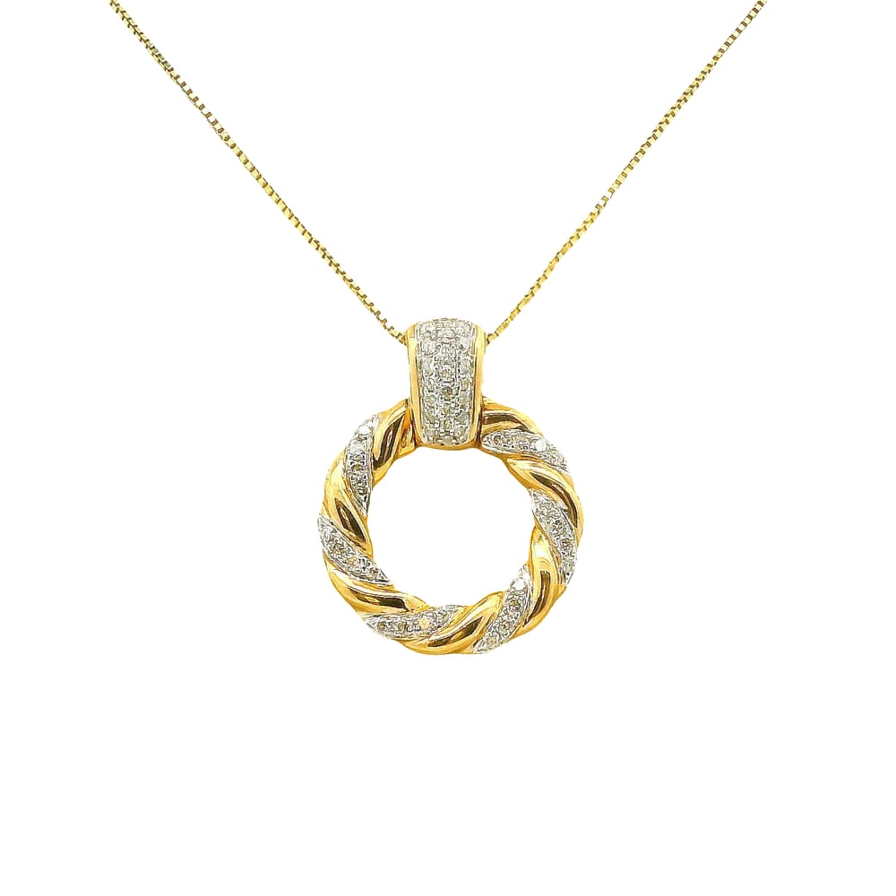 10K YELLOW GOLD FASHION PENDANT SET WITH DIAMONDS, 0.20TW.18" CHAIN INCLUDED.