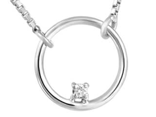 SS WITH .01TW DIAMOND CIRCLE PENDANT AND CHAIN