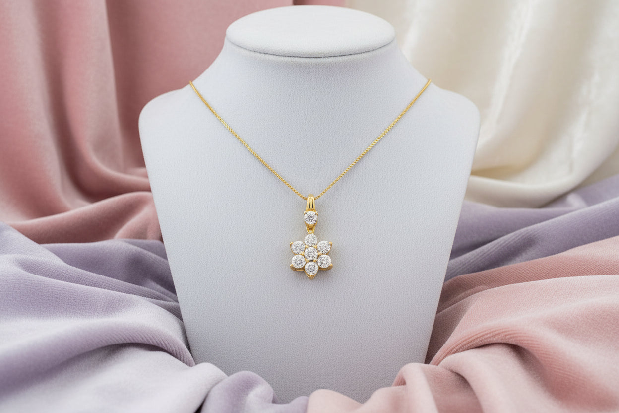 10K YG/WG .20CTW DIAMOND ILLUSION PENDANT WITH CHAIN