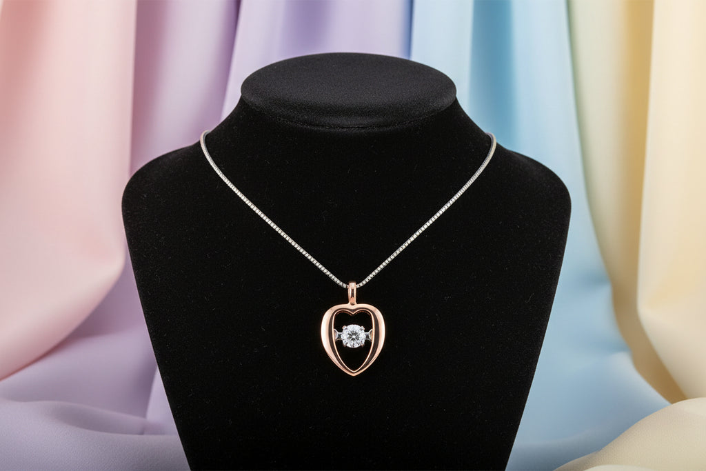 10K RG/WG 0.02TW DIAMOND HEART PENDANT