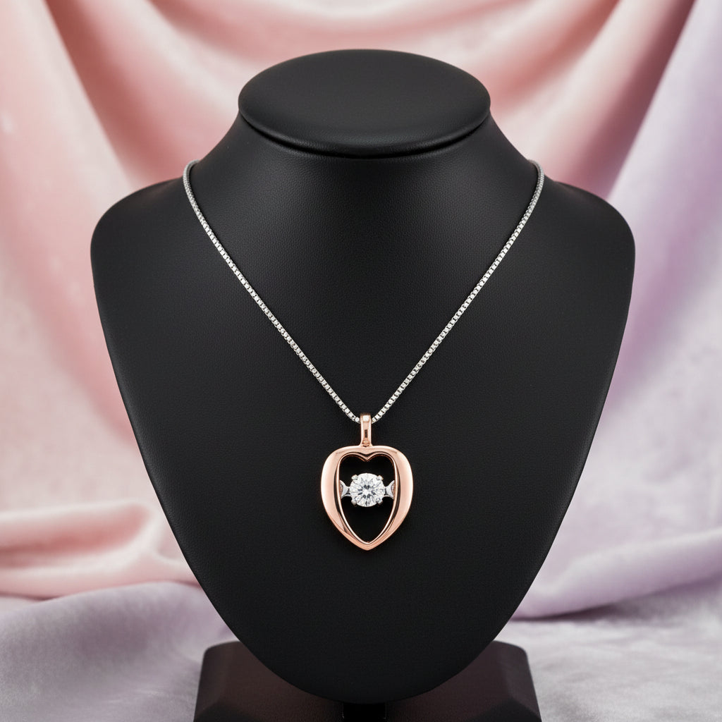 10K RG/WG 0.02TW DIAMOND HEART PENDANT