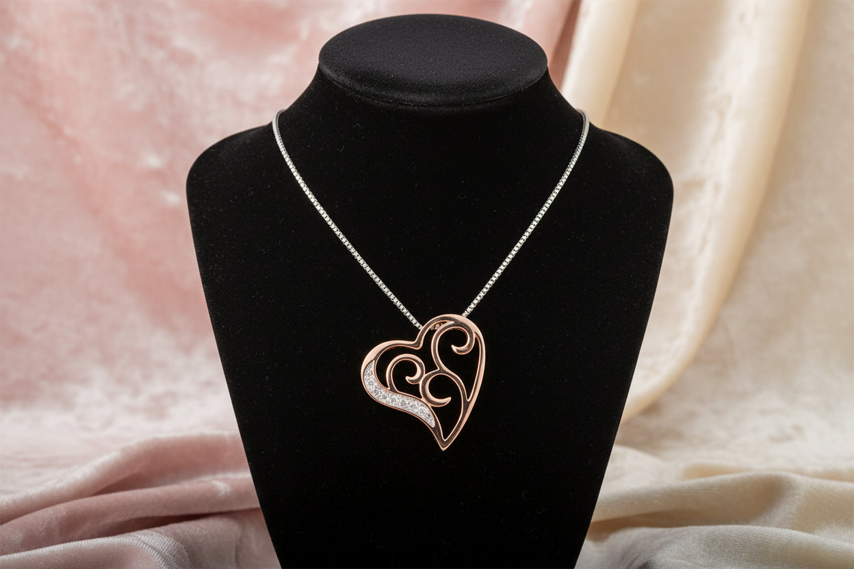 10K HEART WITH DIAMOND PENDANT