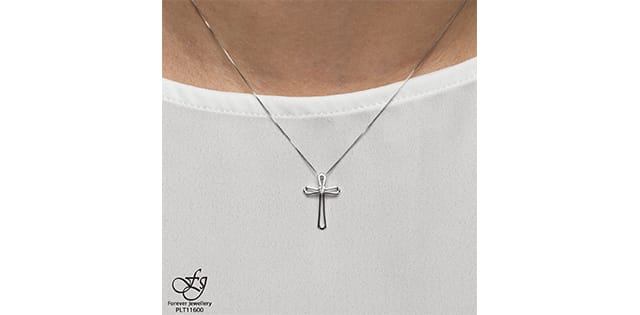 10K WG .01CT CROSS PENDANT