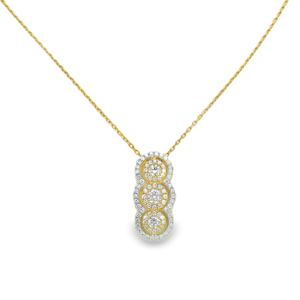 14K YG/WG .43TW DIAMOND TRINITY CLUSTER PENDANT