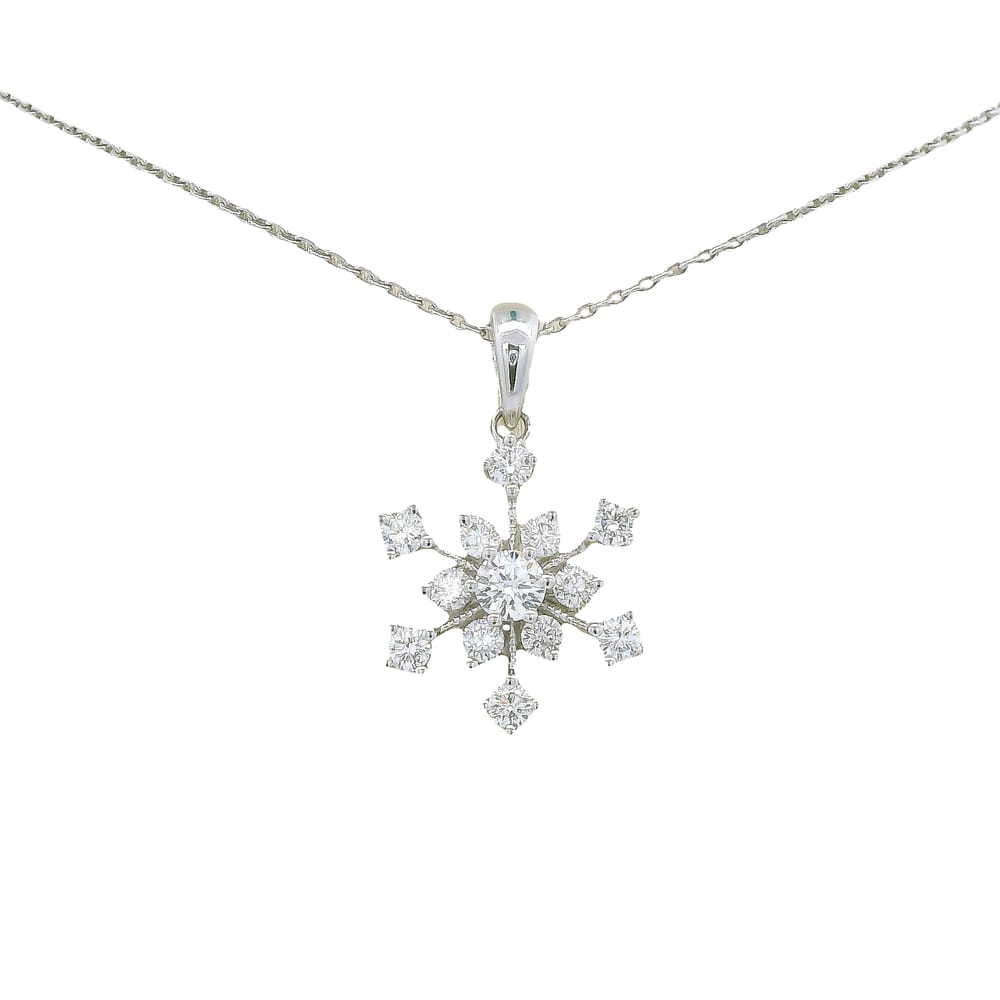 14K WG .44TW SI1 G DIAMOND SNOWFLAKE PENDANT