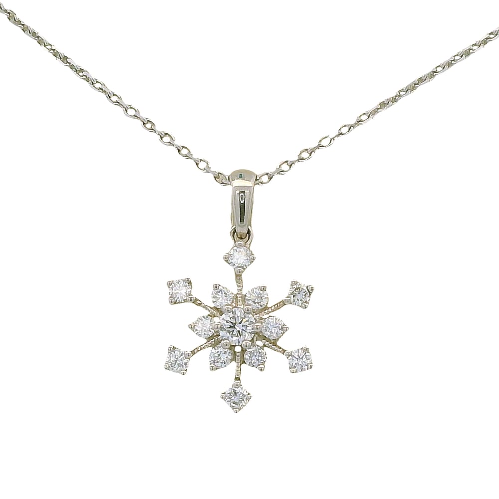 14K WG .32TW SI1 G DIAMOND SNOWFLAKE PENDANT