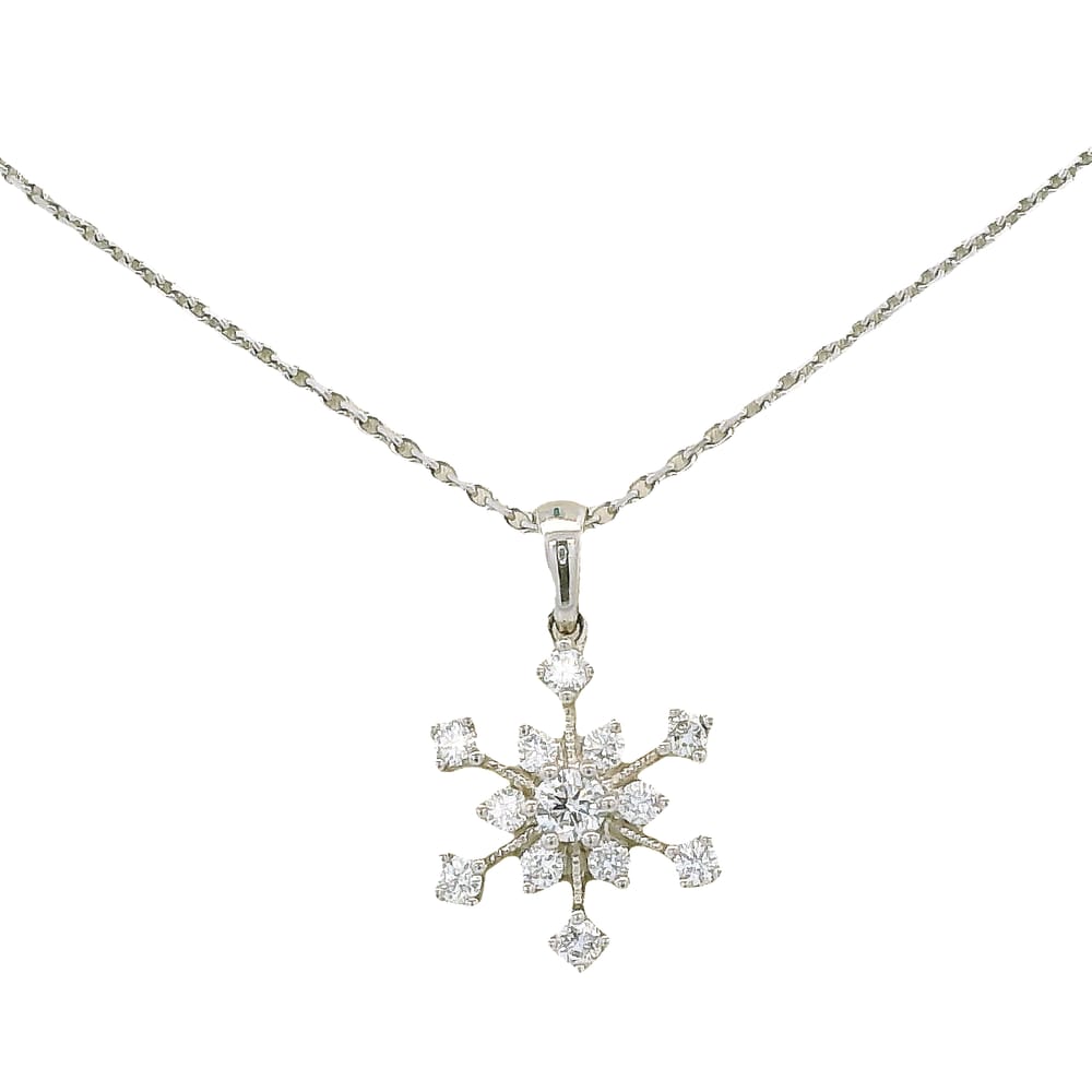 14K WG .32TW SI1 G DIAMOND SNOWFLAKE PENDANT