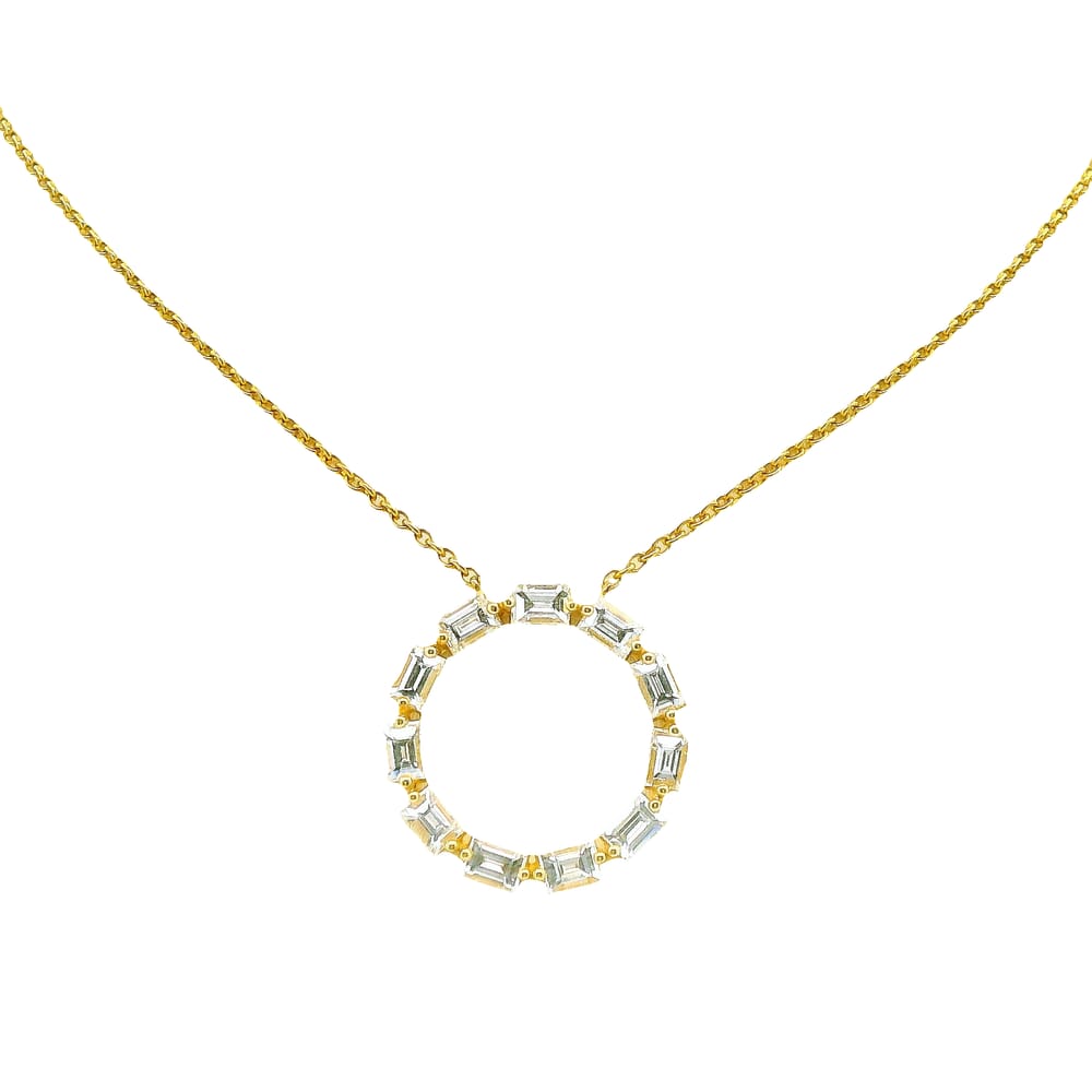 14K YG 1.12TW DIAMOND ETERNITY CIRCLE PENDANT WITH CHAIN