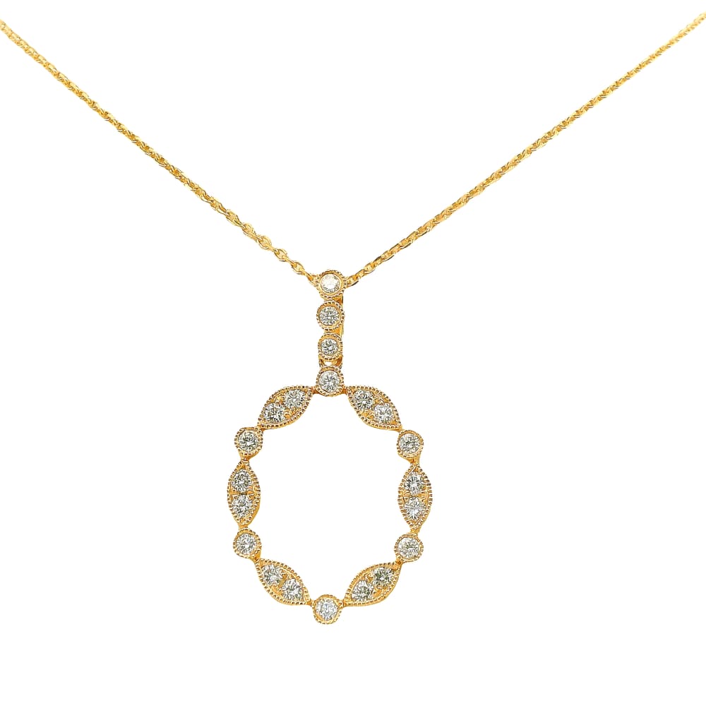 14K RG .39TW DIAMOND PENDANT WITH CHAIN