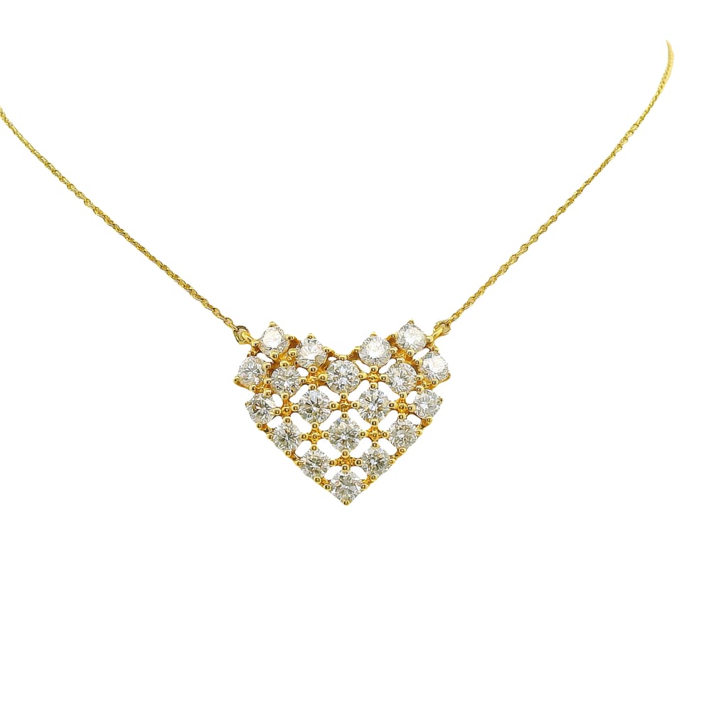 18K YG 1.50CTW DIAMOND HEART NECKLACE