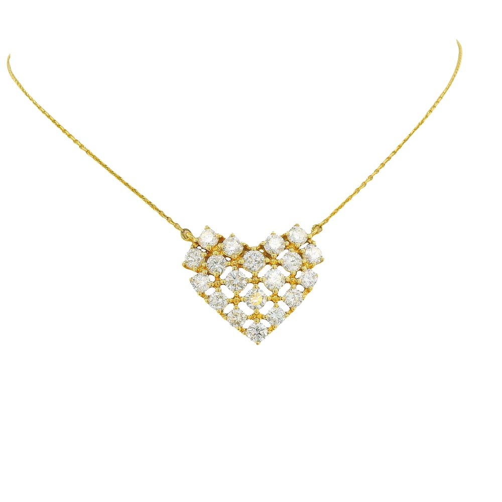 18K YG 1.50CTW DIAMOND HEART NECKLACE