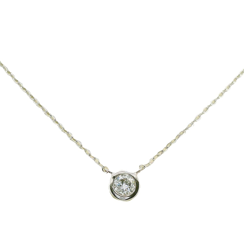 10K WG .13CT DIA BEZEL PENDANT WITH CHAIN
