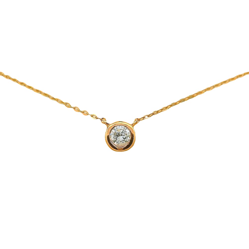 10K RG .13CT DIA BEZEL PENDANT WITH CHAIN