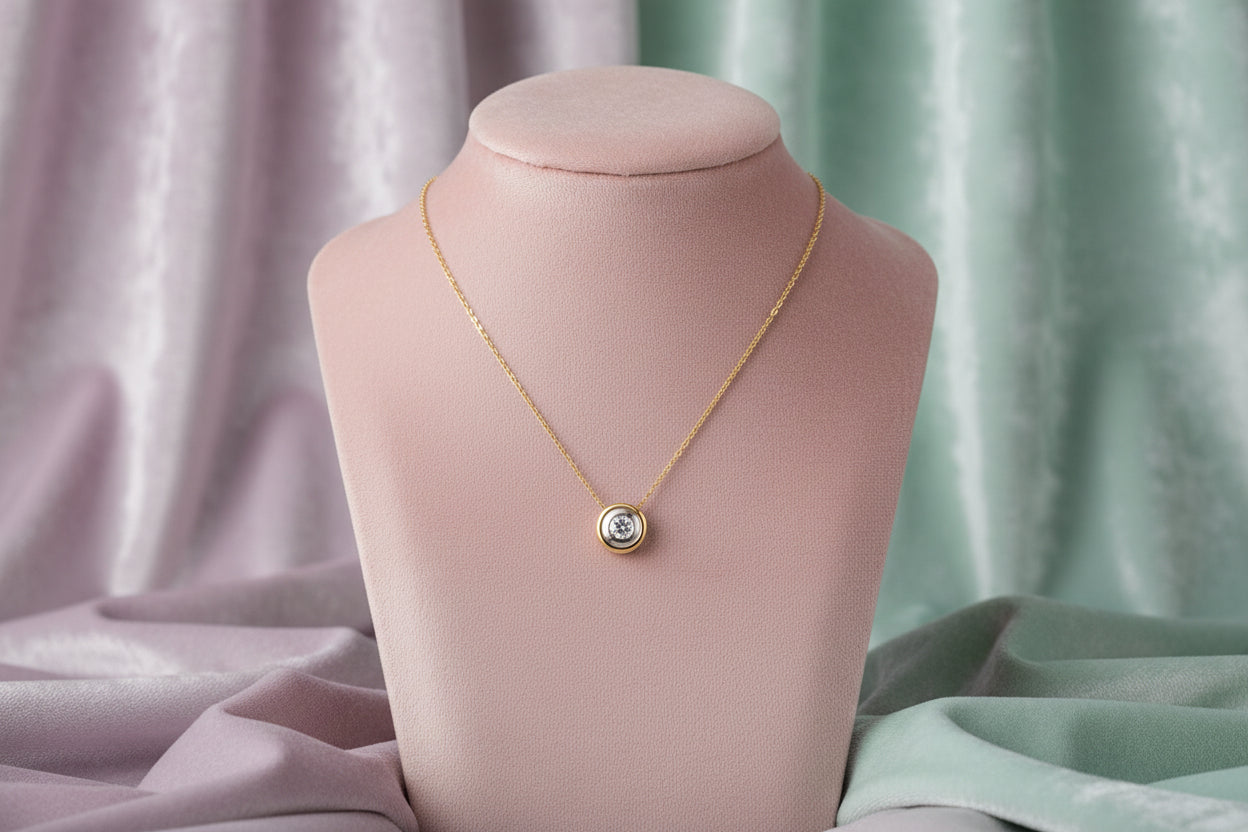 10K YG/WG .04CT DIAMOND PENDANT WITH CHAIN
