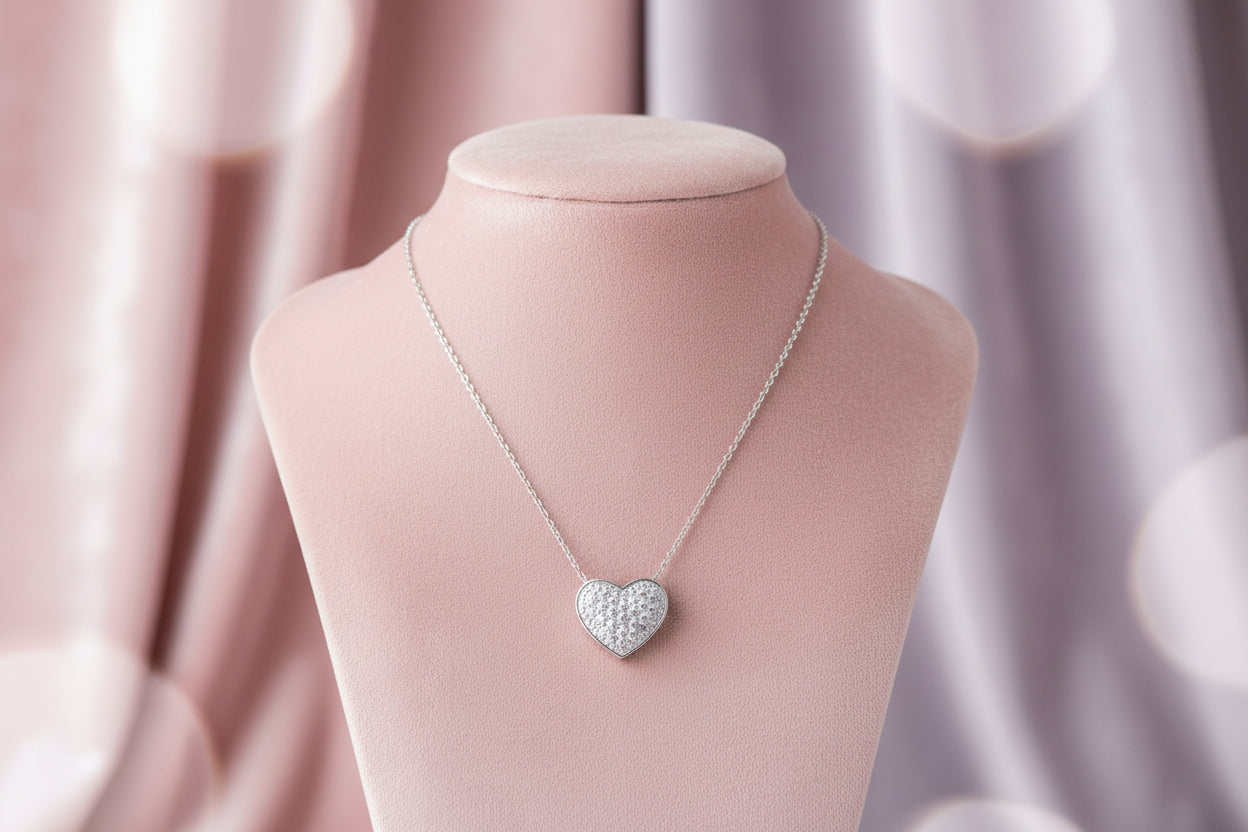 10K WG .10CTW DIAMOND HEART PENDANT WITH CHAIN