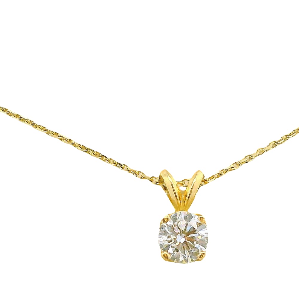 14K Yellow 0.70ct SI GH Round Diamond Solitaire Pendant with Chain 18"