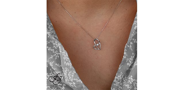 10K WG .02CT DIAMOND PULSE HEART PENDANT WITH CHAIN