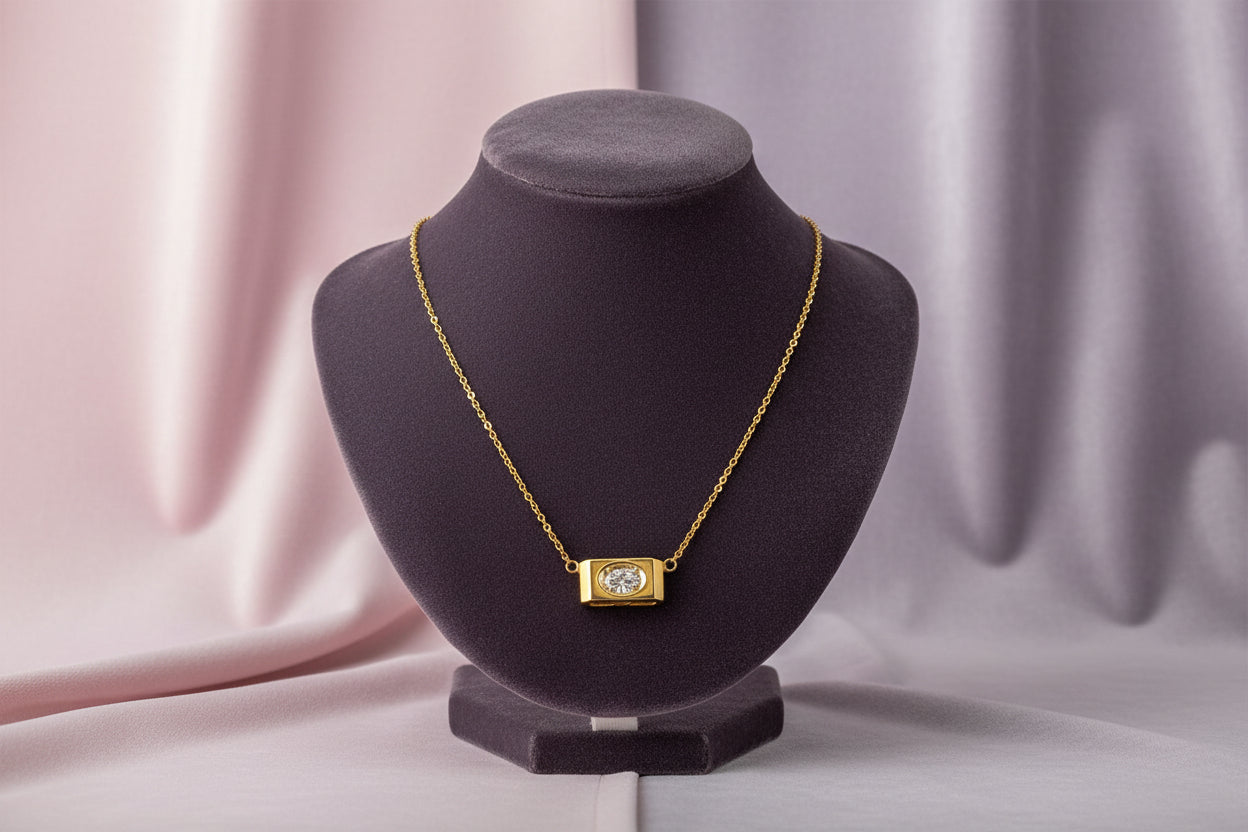 14KT YG 0.25CT OVAL DIAMOND PENDANT WITH SI2, G DIAMOND