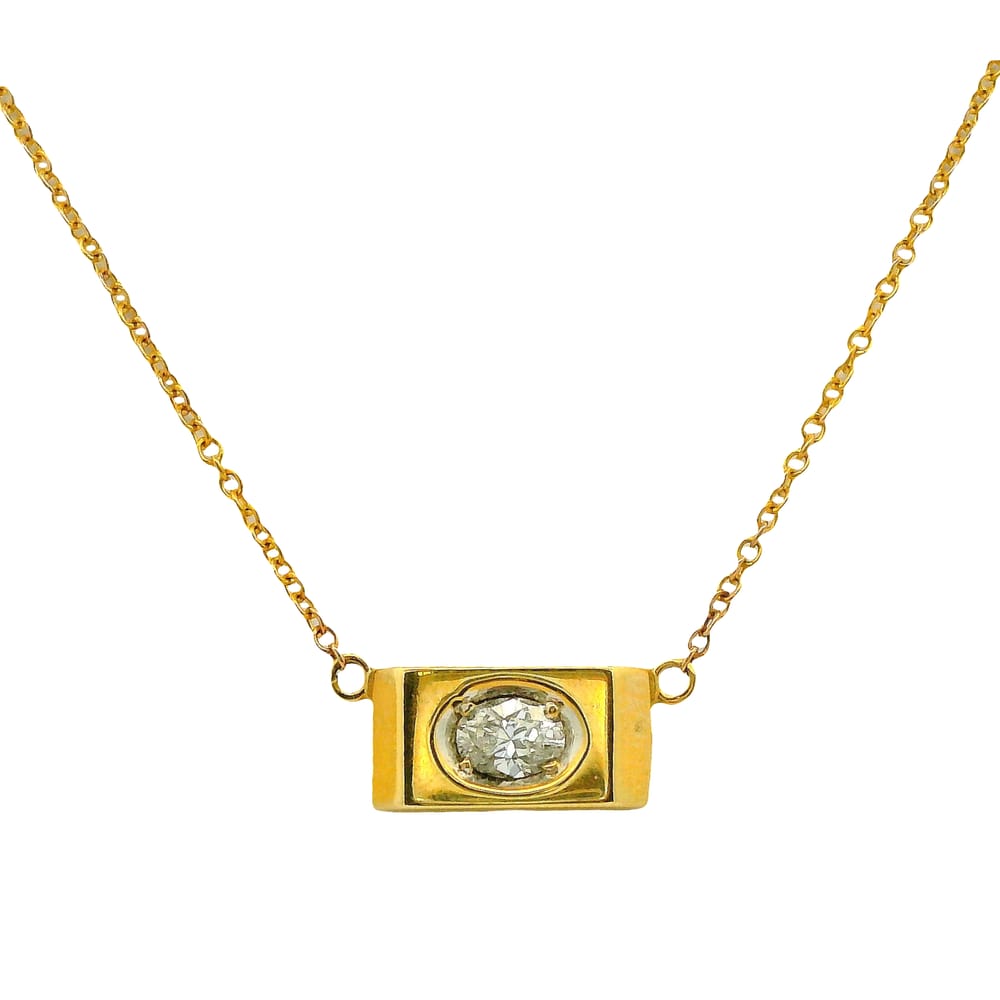 14KT YG 0.25CT OVAL DIAMOND PENDANT WITH SI2, G DIAMOND